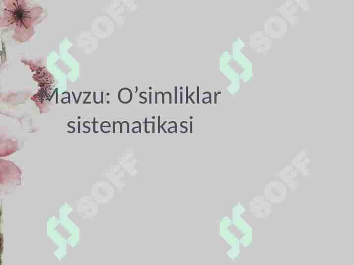 O’simliklar sistematikasi