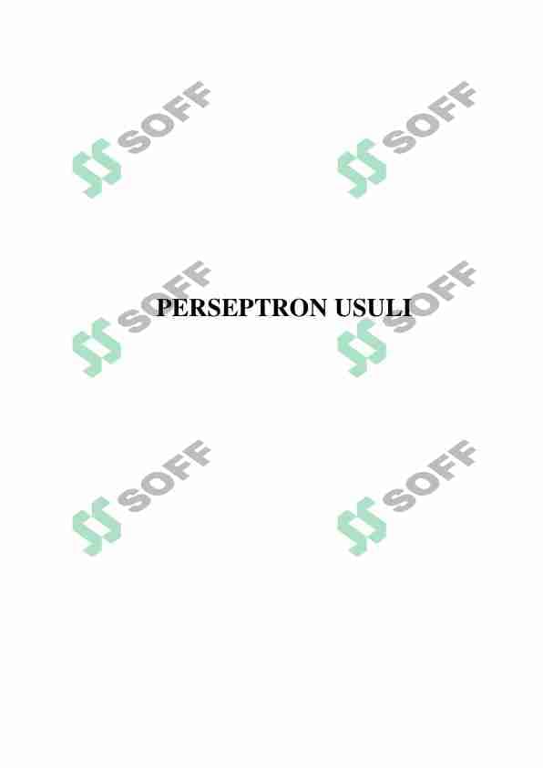 PERSEPTRON USULI