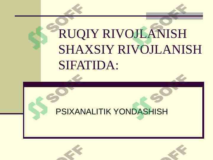 PSIXANALITIK YONDASHISH