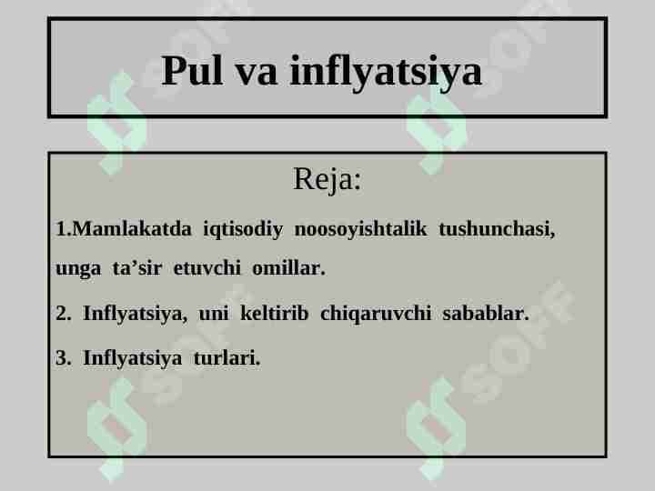 Pul va inflyatsiya