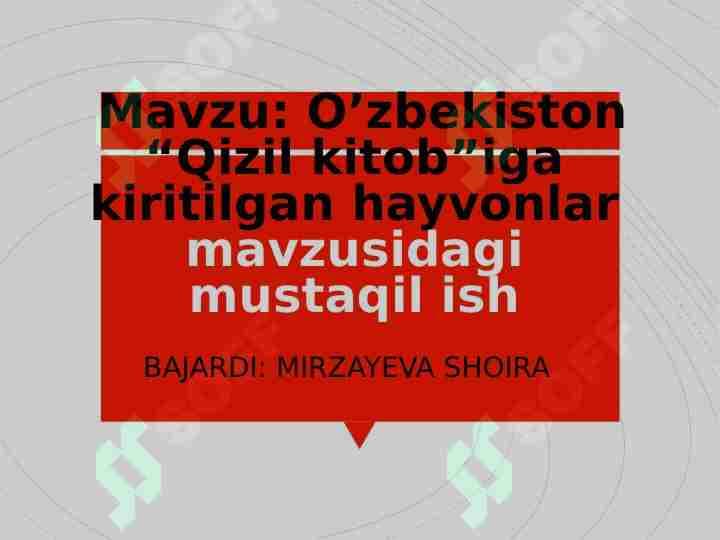 O’zbekiston “Qizil kitob”iga kiritilgan hayvonlar