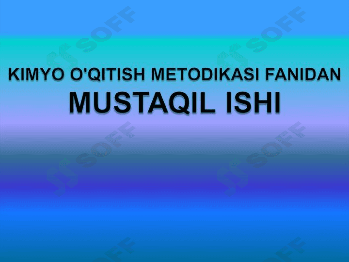 Anorganik birikmalarning eng muhim sinflarini o'qitish metodikasi
