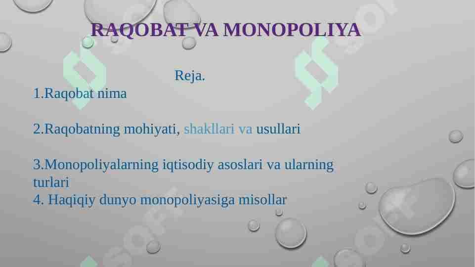 Raqobat va monopoliya