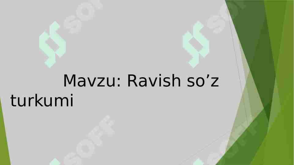 Ravish so'z turkumi