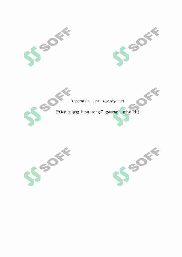 Reportajda   janr   xususiyatlari