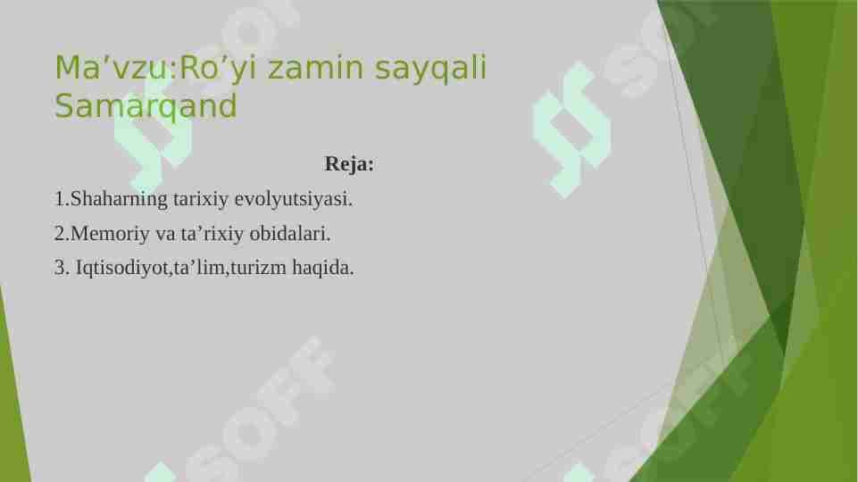 Ro’yi zamin sayqali Samarqand
