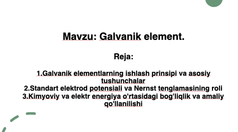 Galvanik element