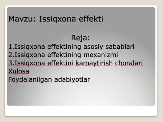 Issiqxona effekti