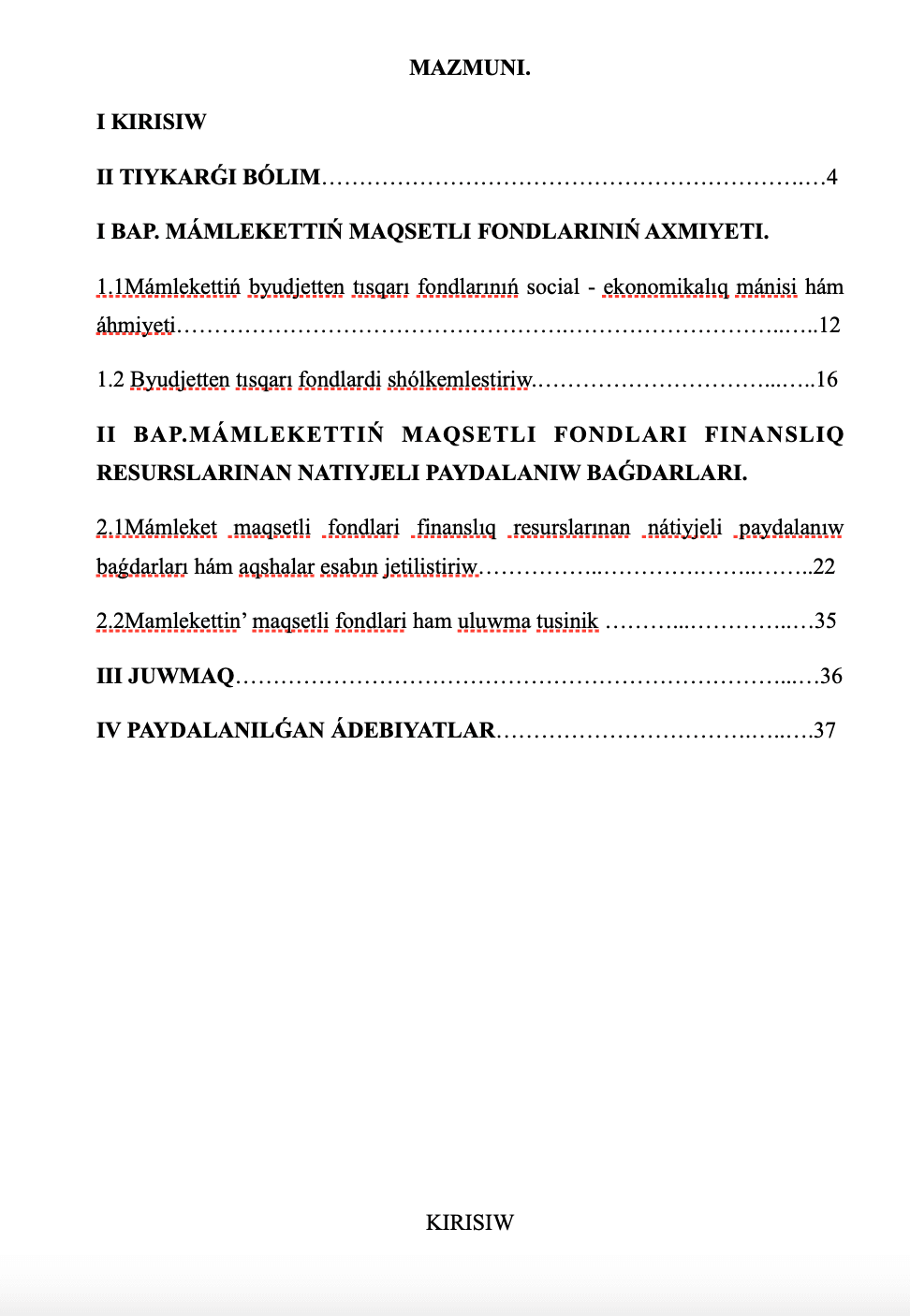 Mámlekettiń Maqsetli Fondlari Hám Ulwma Tusinik