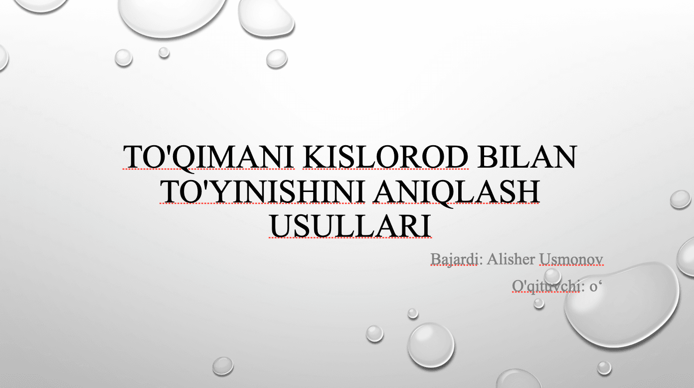 To'qimani kislorod bilan to'yinishini aniqlash usullari