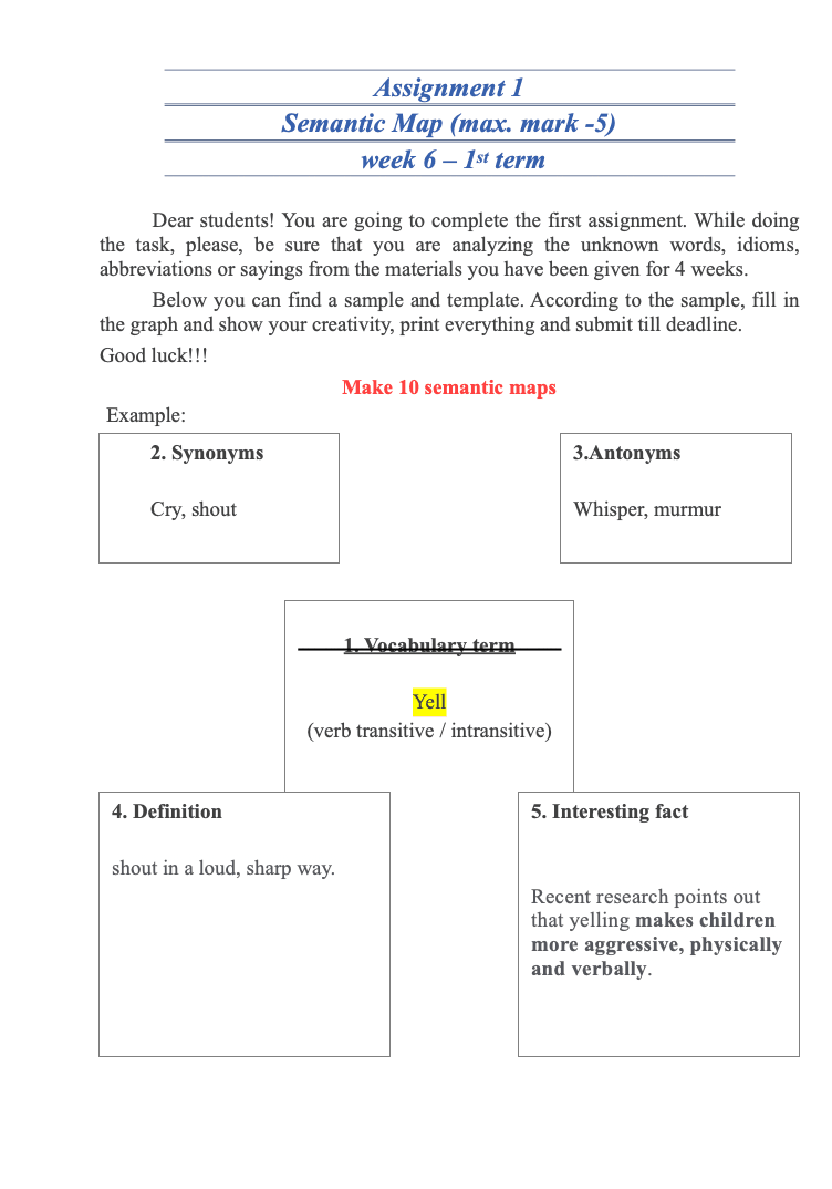 Semantic Map Assignment