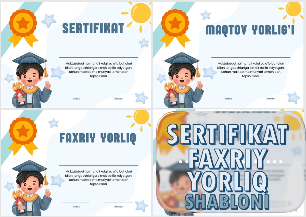 Faxriy yorliq, Maqtov yorlig'i, Sertifikat