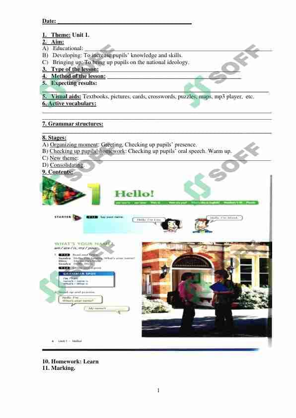 Ingliz tili yillik konspekt