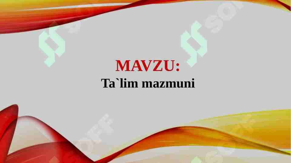 Ta`lim mazmuni