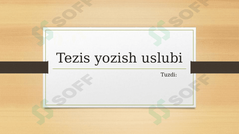 Tezis yozish uslubi