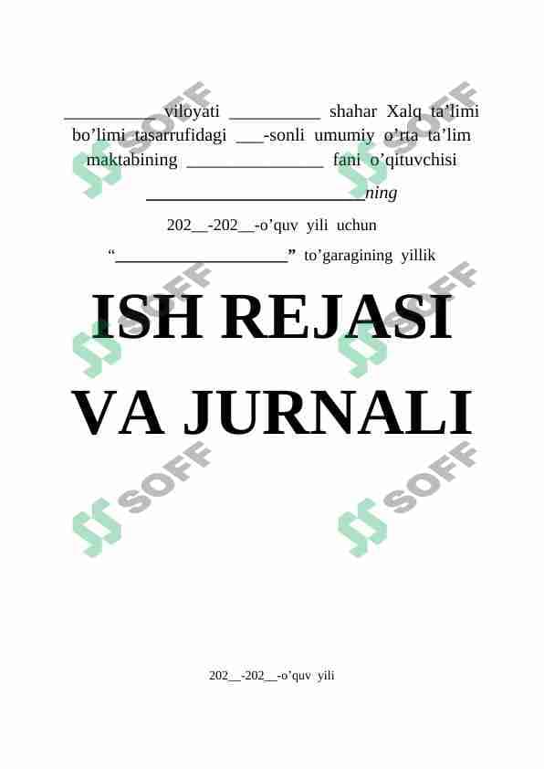 To'garak ish reja