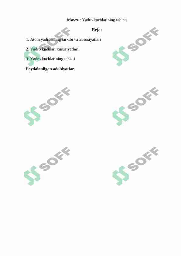 Yadro kuchlarining tabiati
