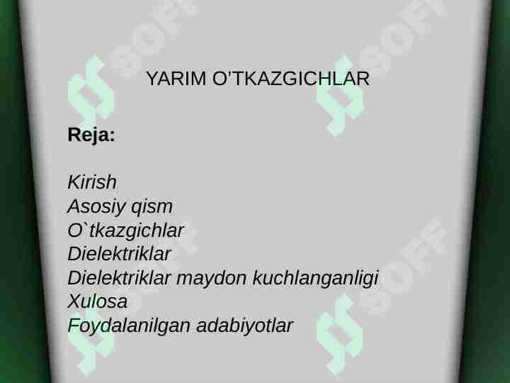 Yarim o’tkazgichlar
