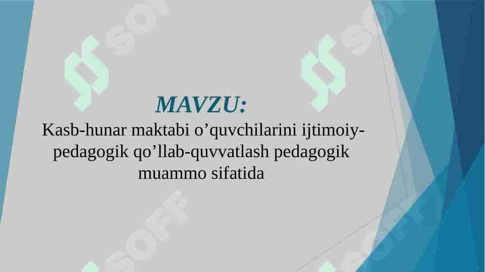 Kasb-hunar maktabi o’quvchilarini ijtimoiy-pedagogik qo’llab-quvvatlash pedagogik muammo sifatida (YUNOGOGIKA)