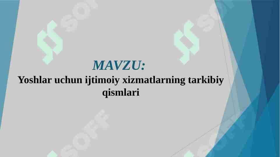 Yoshlar uchun ijtimoiy xizmatlarning tarkibiy qismlari