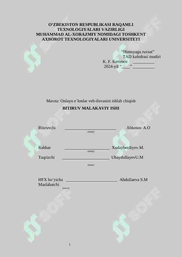 online e'lonlar web ilovasini ishlab chiqish