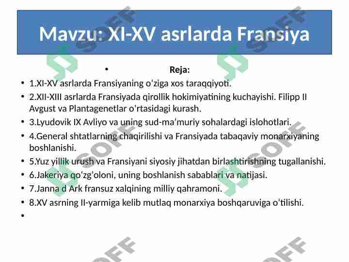 XI-XV asrlarda Fransiya