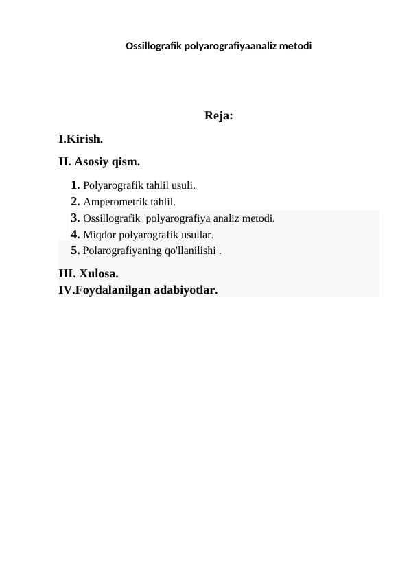 Ossillografik polyarografiyaanaliz metodi