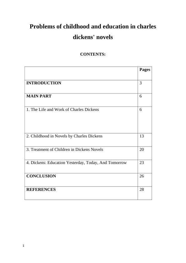 Problems of childhood and education in charles dickens' novels