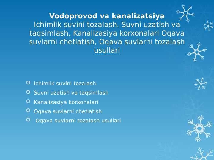 Vodoprovod va kanalizatsiya