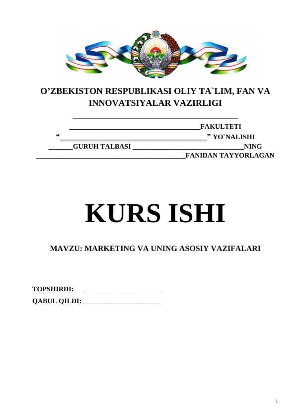 MARKETING VA UNING ASOSIY VAZIFALARI