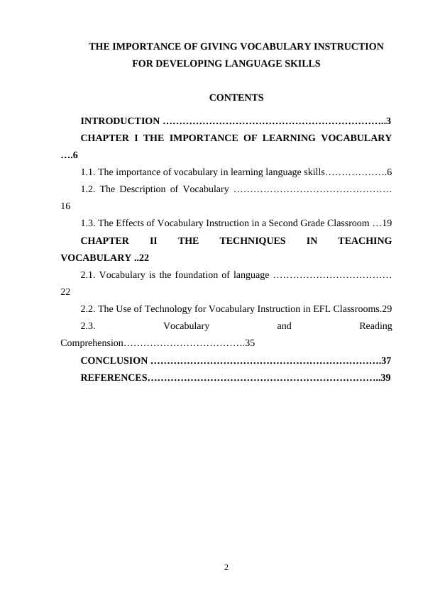 THE IMPORTANCE OF GIVING VOCABULARY INSTRUCTION FOR DEVELOPING LANGUAGE SKILLS