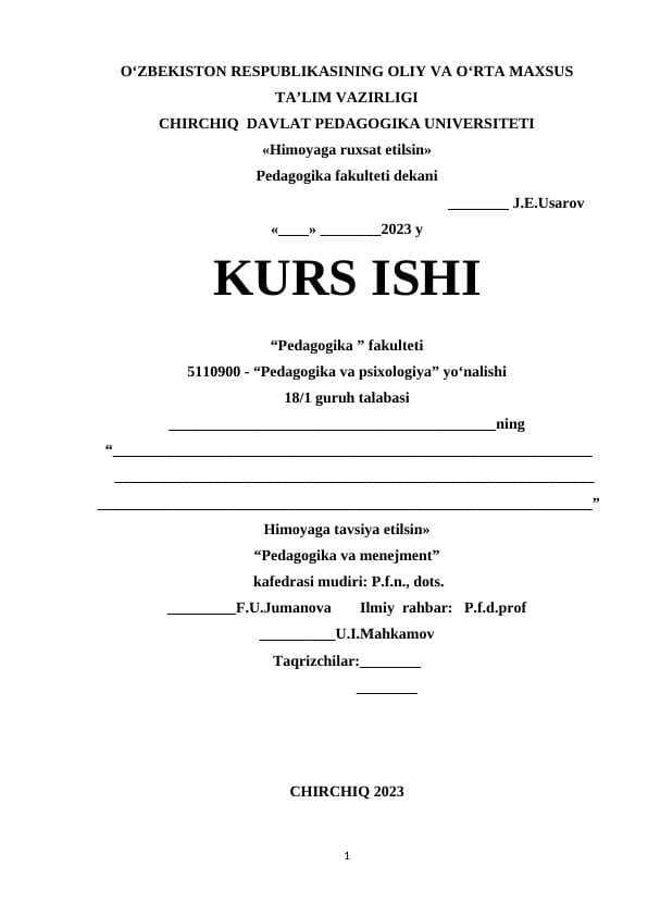 Tarbiyada oilaviy udumlar va an`analar kurs ishi