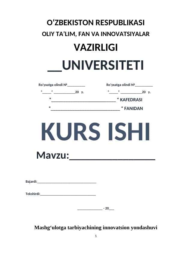 Mashg‘ulotga tarbiyachining innovatsion yondashuvi