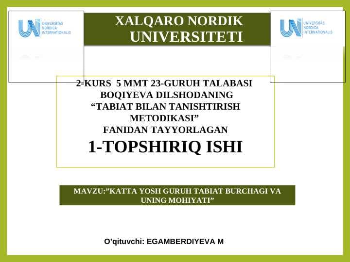 KATTA YOSH GURUH TABIAT BURCHAGI VA UNING MOHIYATI