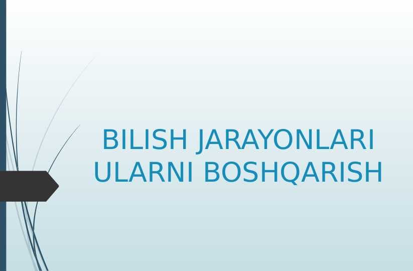 BILISH JARAYONLARI ULARNI BOSHQARISH