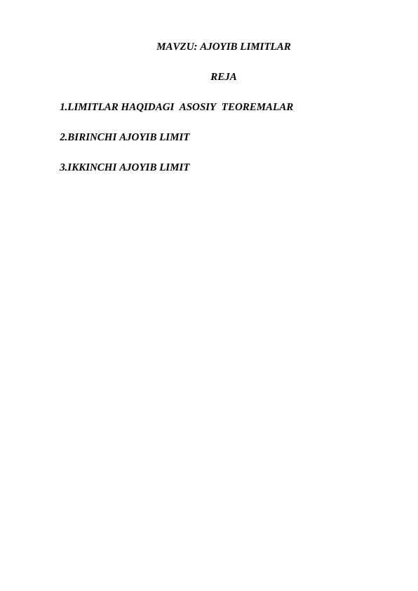 AJOYIB LIMITLAR