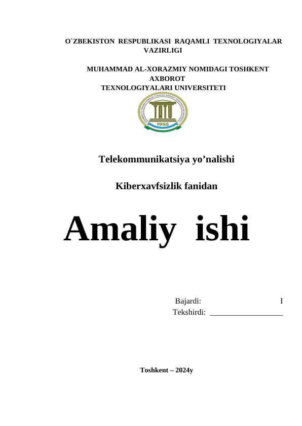 Kiberxavfsizlikda risklarni baholashni o‘rganish