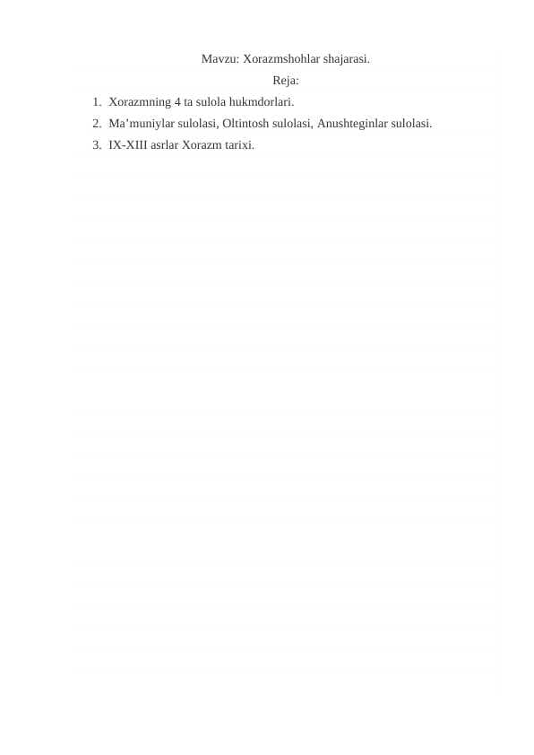 Xorazmshohlar shajarasi