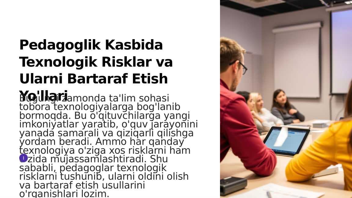 Pedagogik kaspida texnalogik risklar va ularni bartaraf etish