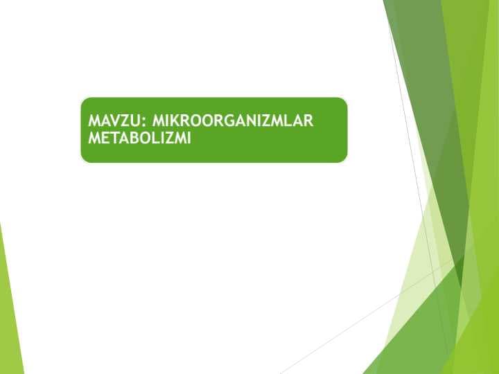 MIKROORGANIZMLAR METABOLIZMI