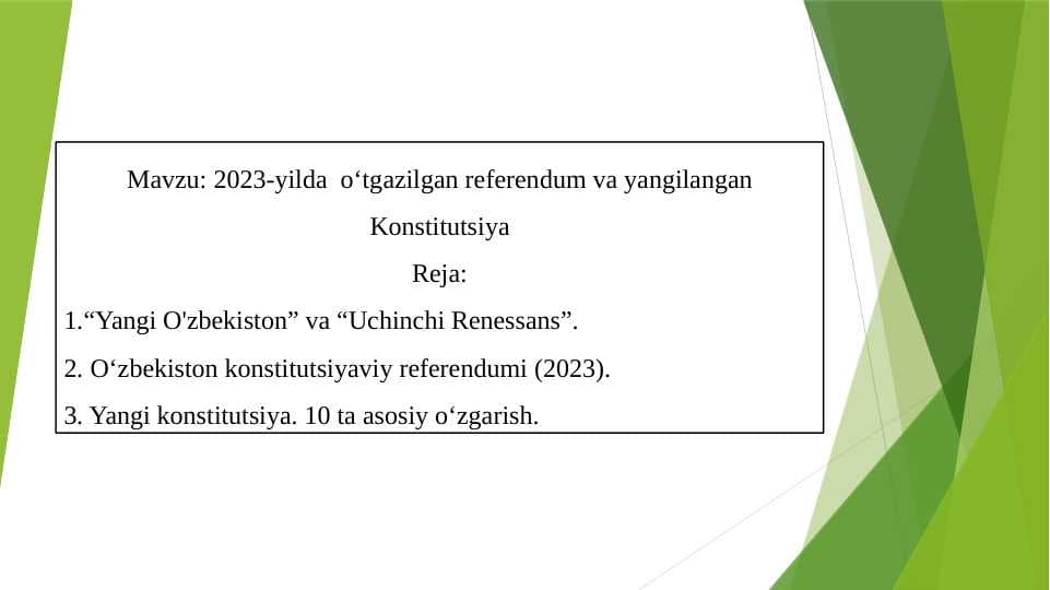 2023-yilda  o‘tgazilgan referendum va yangilangan Konstitutsiya
