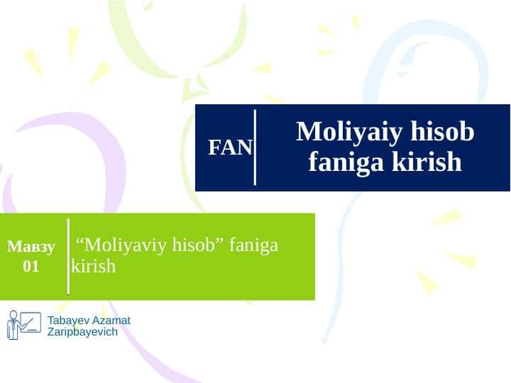 Mоliyaviy hisоb” faniga kirish