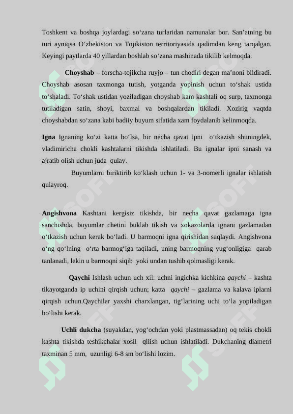 Kashta turlari Glossary
