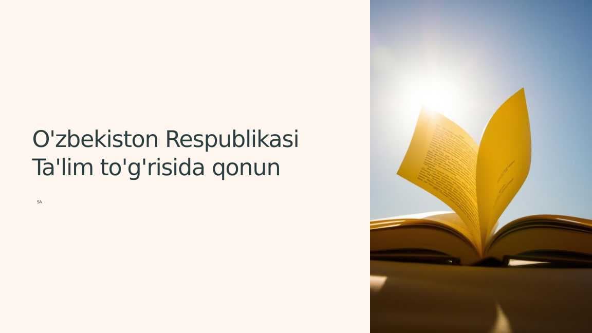 O'zbekiston Respublikasi Ta'lim to'g'risida qonun