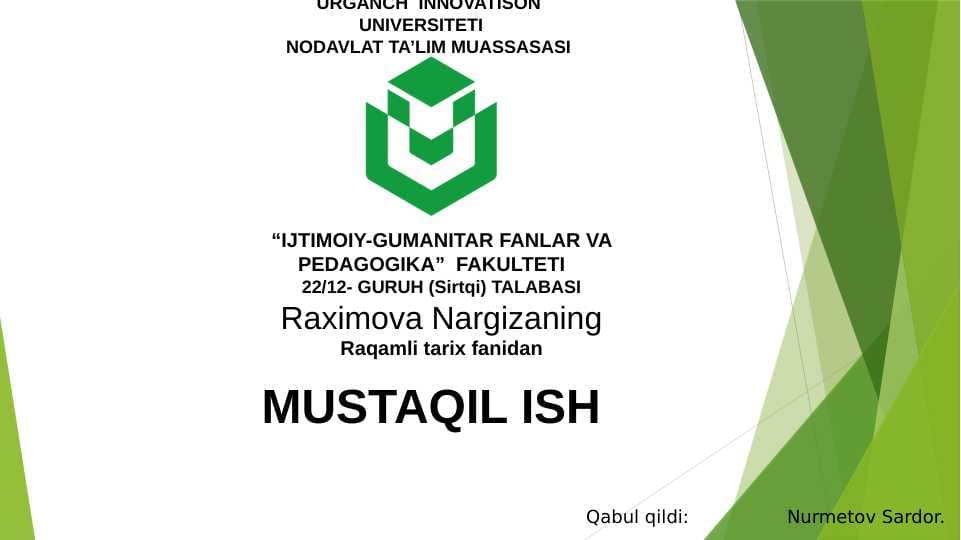 Kichik virtual muzey loyihasini shakllantirish