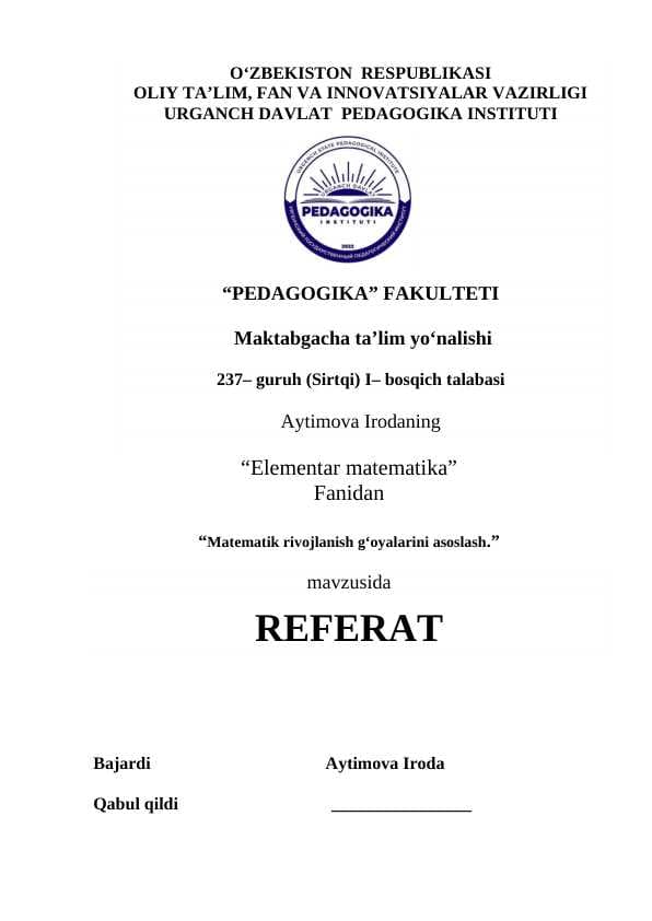 To‘plamning xarakterestik xususiyatlari