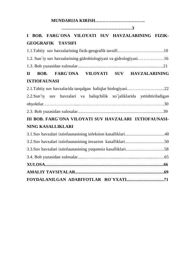 Farg`ona viloyati suv havzalari fizik geografik tavfsifi