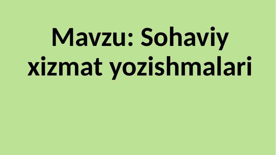 sohaviy xizmat yozishmalari