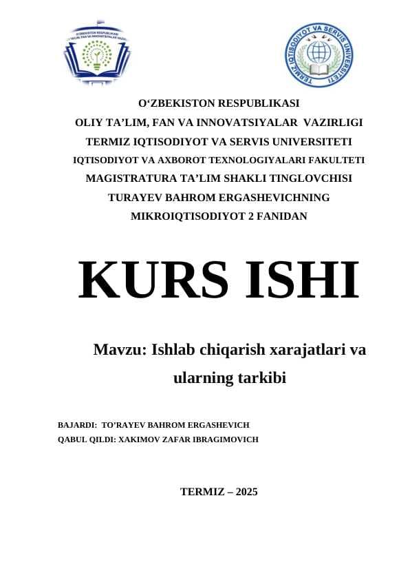 Ishlab chiqarish xarajatlari va ularning tarkibi