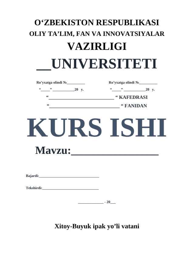 Xitoy-Buyuk ipak yo’li vatani